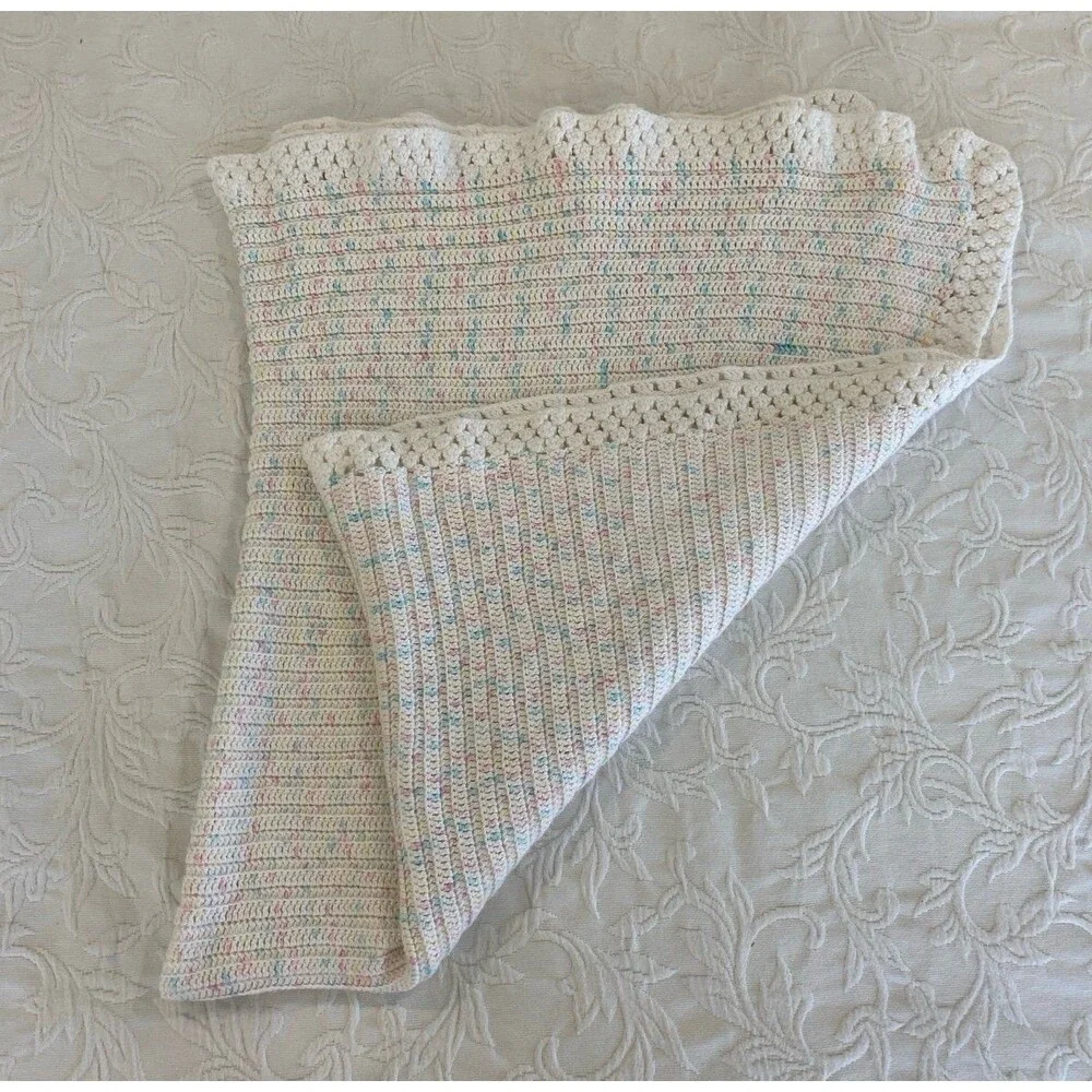 Vintage Infant Baby‎ Afghan Blanket Handmade Swaddle Wrap Keepsake Heirloom Gift